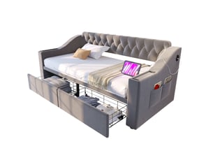 Lit simple 90x190 cm OKWISH coloris gris