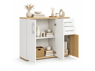 Buffet 3 porte(s) 2 tiroir(s) MEULVA - 90 cm coloris bicolore