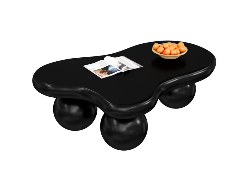  Table basse nuage à led 16 couleurs et bords arrondis pour salon en mdf 95×62,5×32 cm noir  - Conforama A