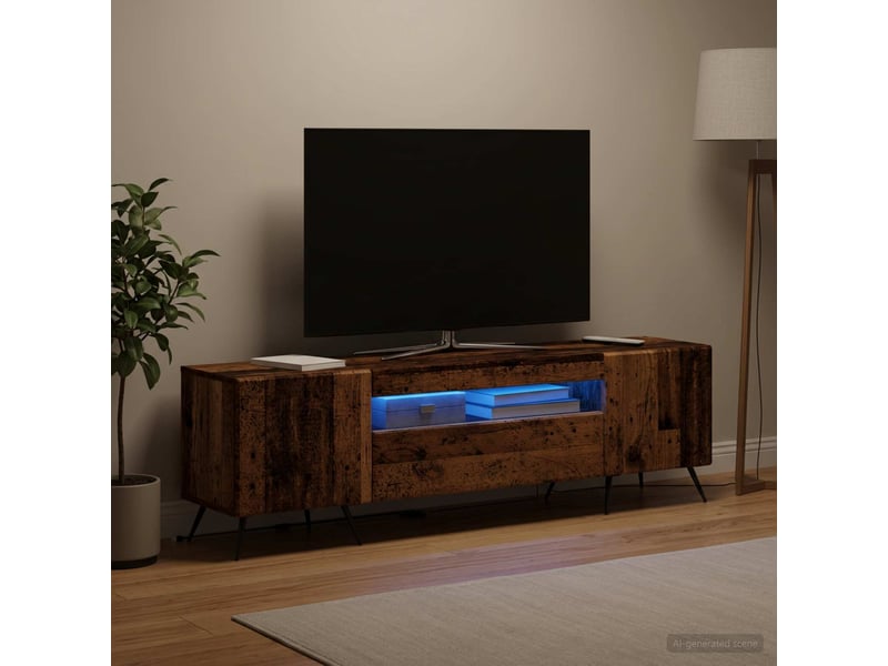  Meuble tv - banc tv - meuble de rangement led bois ancien bois d'ingénierie  - Conforama D