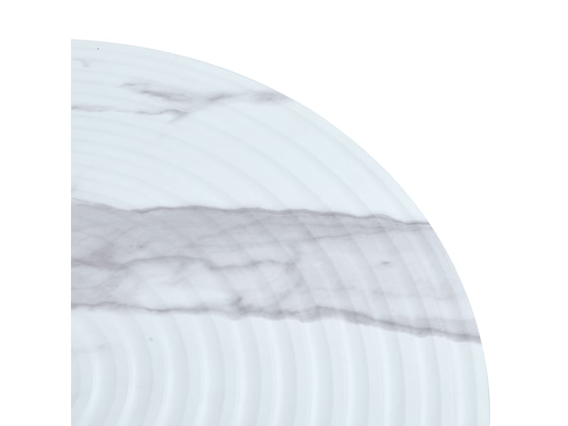  Table basse ronde blanc en 3d surface texturée avec pieds en métal pour petit espace  - Conforama D