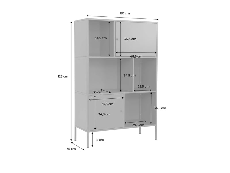  Buffet. Meuble de rangement industriel métal bleu clair 6 compartiments. L 80 x p 35 x h 125cm - oklahoma  - Conforama D