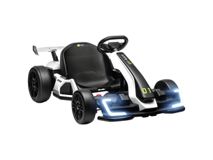 Karting électrique pour enfants de 6 à 12 ans, 24 v, 12 kmh, siège réglable, blanc