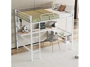 Lit mezzanine 140x200 cm OKWISH   coloris blanc