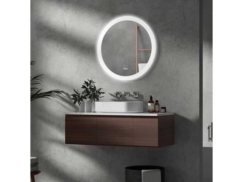  Miroir de salle de bain rond led 70 cm, lumineux, anti-buée, 3 couleurs, ip44  - Conforama C