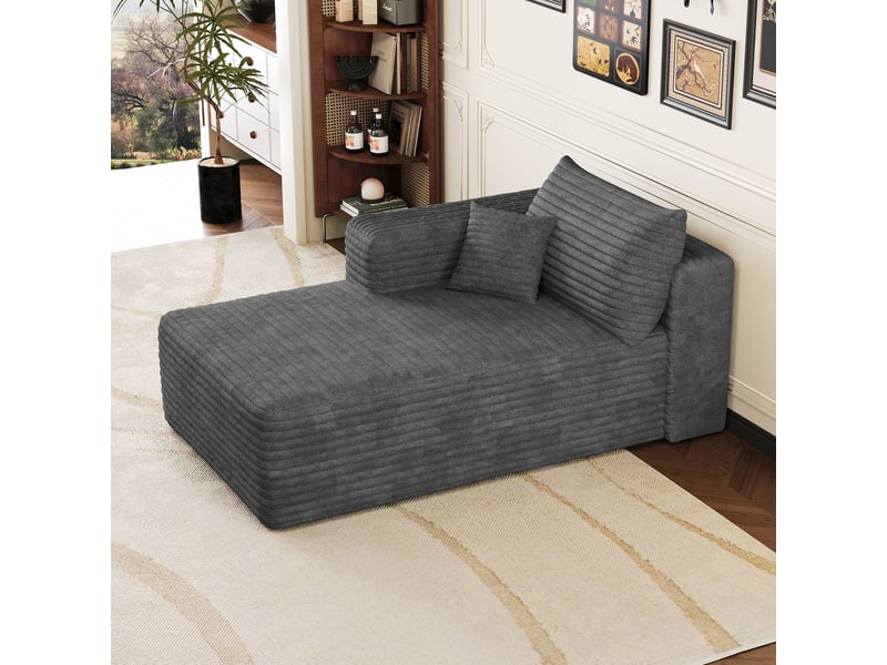 Canapé convertible gris foncé méridienne gauche, petit canapé lit tissu compact pour salon, 151x90x58cm - Conforama E