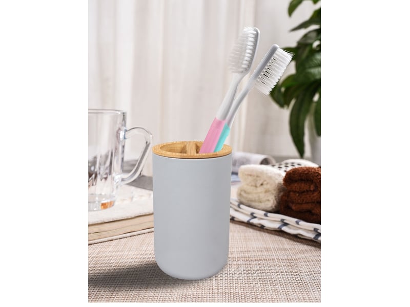 Ensemble de 4 accessoires de salle de bain en bambou - Conforama D