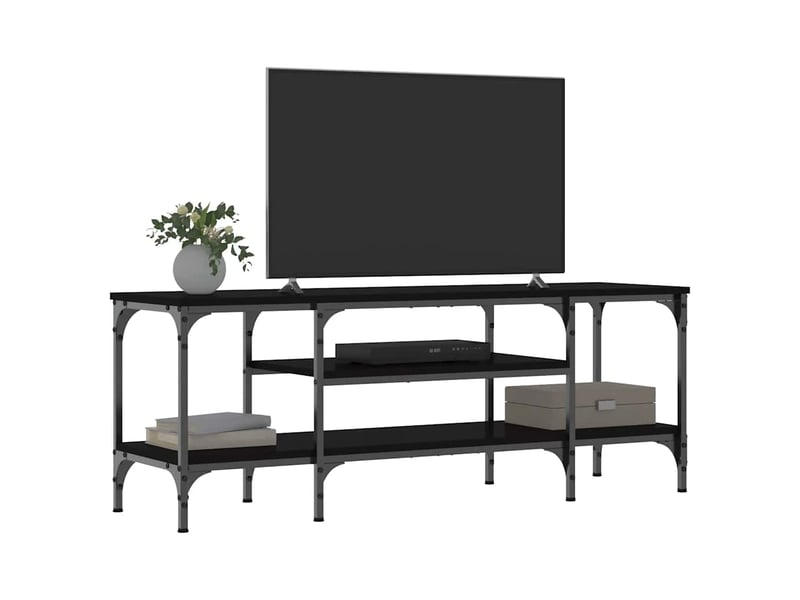  Meuble tv - banc tv - meuble de rangement noir 121x35x45 cm bois d'ingénierie et fer  - Conforama C