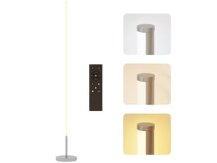 Lampadaire led dimmable argent ø20 x h150 cm avec télécommande et interrupteur au pied pour salon