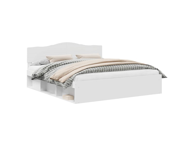  Lit double- lit adulte -  cadre de lit blanc 180 x 200 cm bois de pin massif  - Conforama A