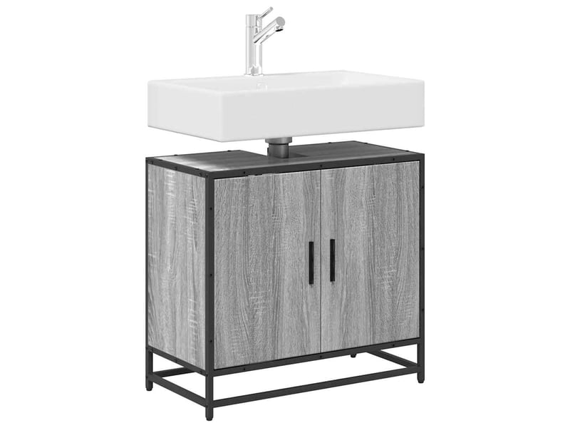  Armoire de lavabo de salle de bain sonoma gris 65x33x60 cm  - Conforama D