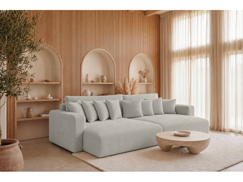  Suzie - canapé droit convertible petit velours côtelé 4 places blanc  - Conforama B