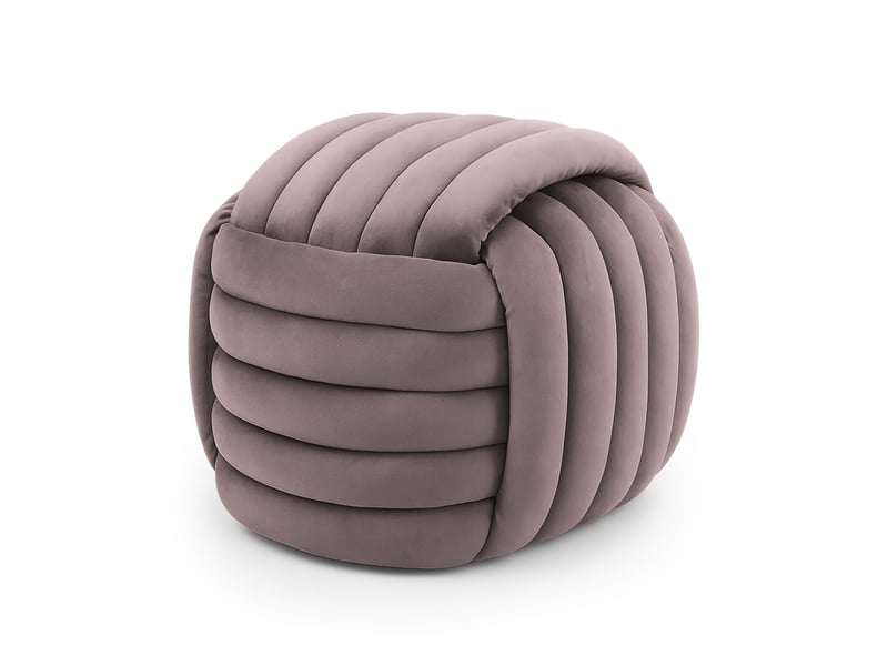  Pouf tressé en velours 53 cm nilo rose poudré NILO - Conforama A