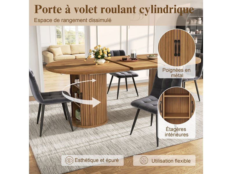 Table à manger extensible marron foncé, rangement, confort, solide, robuste - mdf et métal - 150x80x75cm - cuisine et salle à manger - Conforama B