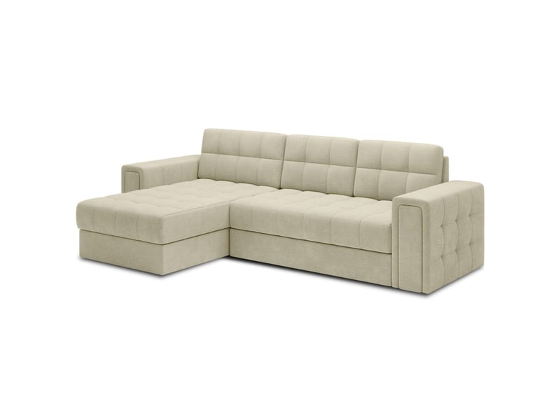  Canapé d'angle convertible kapitara beige réversible avec coffre de rangement  - Conforama D