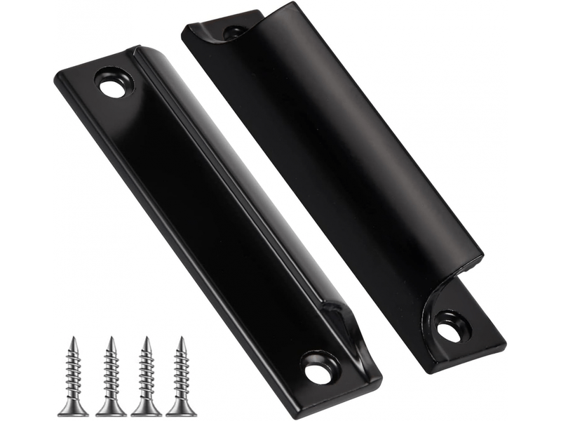  2 poignées pour porte coulissante, invisibles pour meubles d'intérieur, en alliage, avec distance entre axes de 90 mm (noir)  - Conforama A