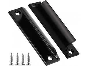 2 poignées pour porte coulissante, invisibles pour meubles d'intérieur, en alliage, avec distance entre axes de 90 mm (noir)