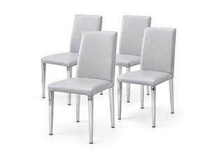 Lot de 4 chaises de salle à manger 90 cm chaise cuisine, dossier confortable, chaise moderne, pu, argenté et gris clair