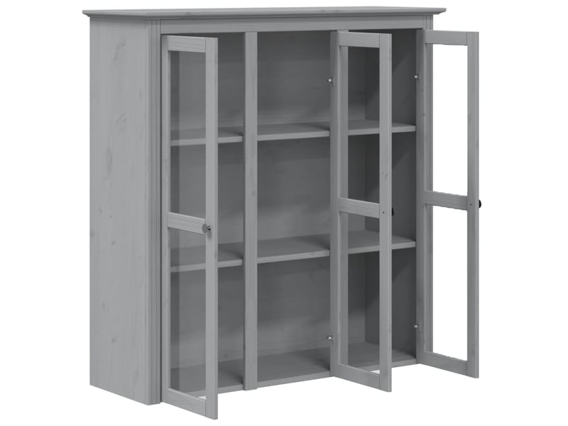  Buffet - armoire avec portes vitrées bodo gris bois de pin massif  - Conforama D