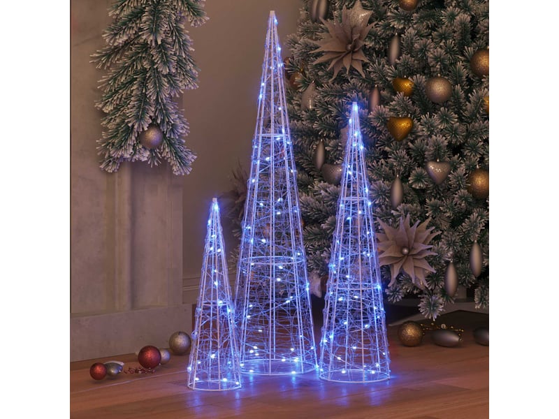Sapin de noël - arbre de noël 3 pcs 90 led bleu 20 x 20 x 80 cm acrylique - Conforama C
