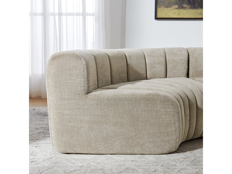  Canapé d’angle modulable 4 places avec pouf indépendant – mousse haute résilience – marron  - Conforama E