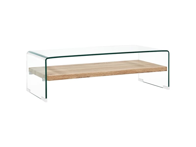  Table basse | table de salon clair 98x45x31 cm verre trempé shl7592  - Conforama A