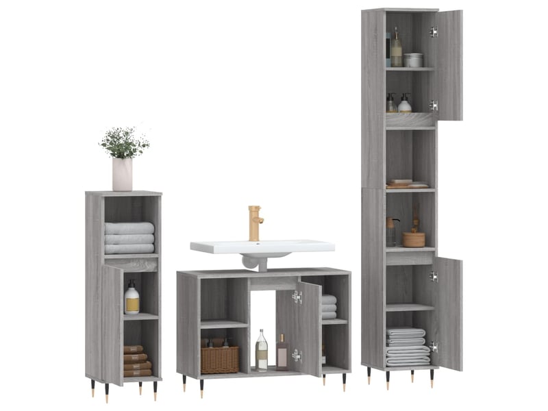  Ensemble de meubles de salle de bain 3 pcs sonoma gris cf63816  - Conforama E