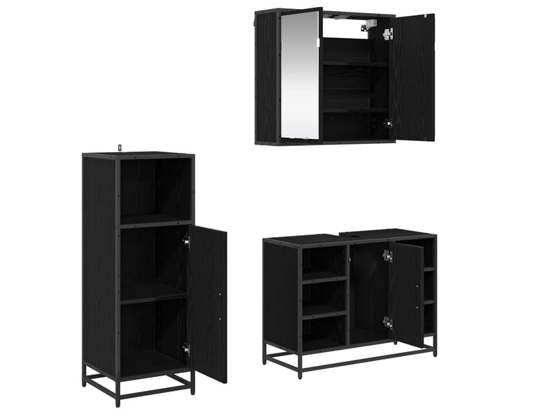  Ensemble de mobilier de salle de bain 3 pc chêne noir cf64349  - Conforama E