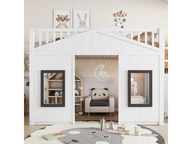  Lit mezzanine 90x200cm coloris blanc lit enfant blanc - Conforama B