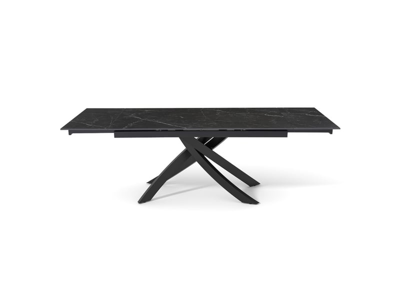 Table extensible 160 à 240 cm céramique noir marbré pied entrecroisé - indiana 11  - Conforama B
