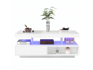 Table basse rectangulaire coloris blanc - 50 cmx95 cm