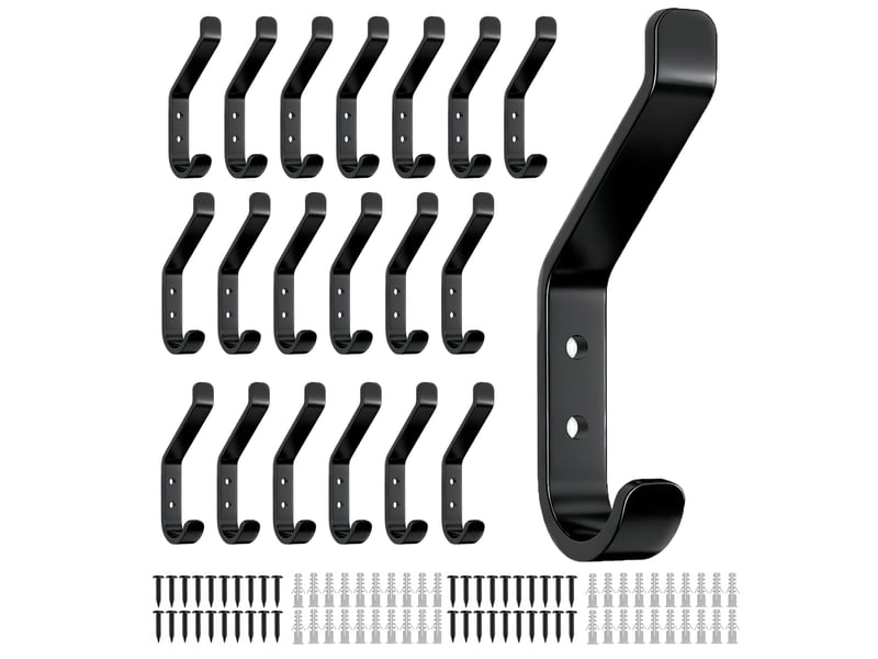  Lot de 20 patères à visser pour panneaux acoustiques, pour chambre, salon, salle de bain, patères murales pour penderie, vestes, chapeaux, métal, noir, 10 cm  - Conforama A