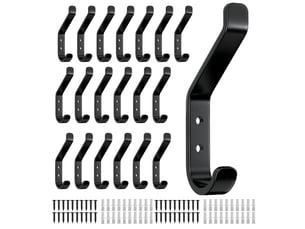 Lot de 20 patères à visser pour panneaux acoustiques, pour chambre, salon, salle de bain, patères murales pour penderie, vestes, chapeaux, métal, noir, 10 cm