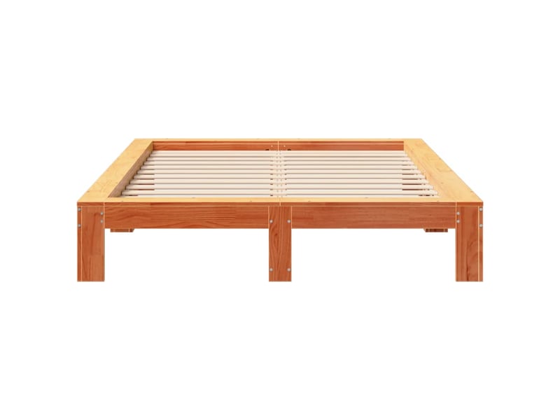  Lit double- lit adulte -  cadre de lit sans matelas  marron 135x190cm bois pin massif  - Conforama C
