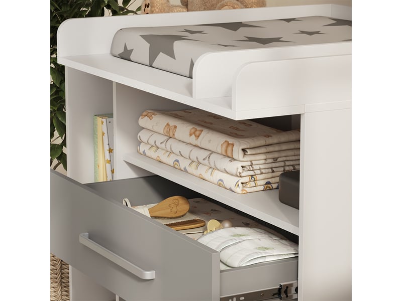  Vicco commode à langer, blancgris, 110x93cm  - Conforama D