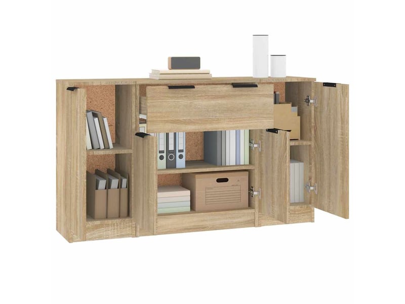  Buffets 3 pcs - bahut - meuble de rangement chêne sonoma bois d'ingénierie  - Conforama D