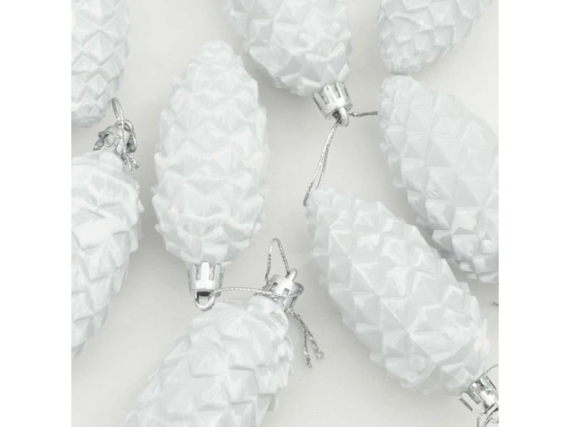  Boule de pomme de pin de noël 40 pcs blanc 4 x 9 cm plastique  - Conforama E