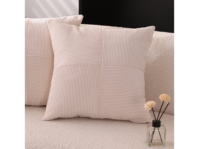  Coussin carré en tissu côtelé beige 45x45 cm  - Conforama B