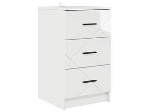 Table de chevet, table de nuit blanc brillant 38 x 38 x 66 cm