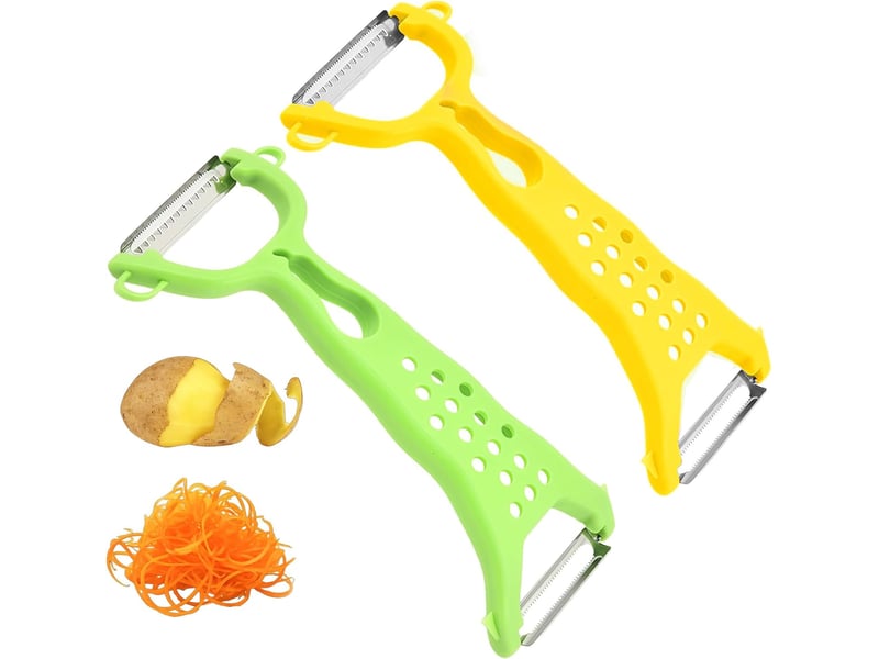 Râpe légumes double face, 2 en 1 pour éplucher et râper, éplucheur à fruits et légumes avec poignée ergonomique (2 pcs) - Conforama A