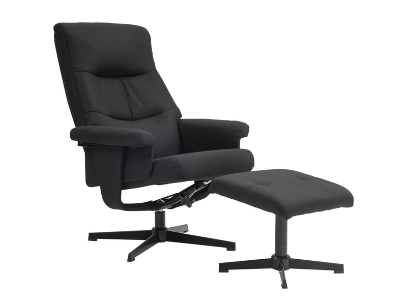 Chaise fauteuil relax repose-pieds inclus fonction inclinable fonction bascule pivotant revêtement aspect velours noir  - Conforama A