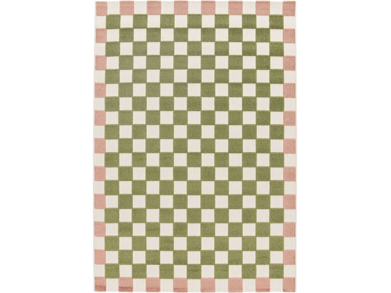 Bobochic tapis poils ras myrlie motif damier vert 200x290 MYRLIE - Conforama A