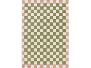 Bobochic tapis poils ras myrlie motif damier vert 200x290