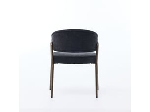 Chaise de salle à manger avec accoudoirs en tissu chenille, pieds en métal