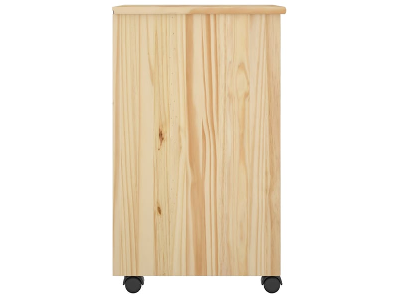  Caisson roulant de bureau, meuble de rangement 34 x 39 x 65,5 cm pin massif marron  - Conforama E