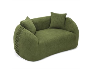 Canapé droit moderne 2 places 155x90x67 cm compressé incurvé, pour salon, contemporain, mousse et tissu chenille, vert