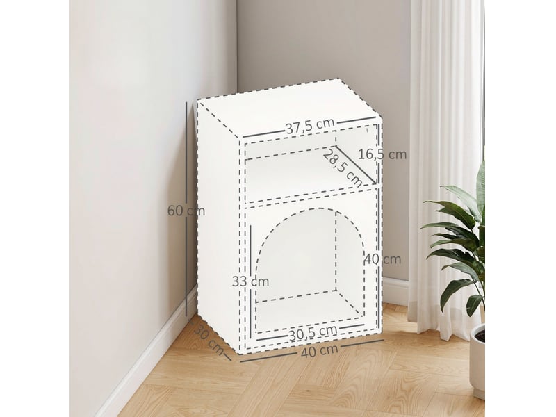  Lot de 2 tables de chevet en mdf 40x30x60 cm – blanc – 2 niches ouvertes au design arche moderne  - Conforama C
