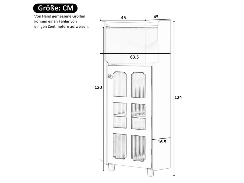  Armoire d'angle led 63,5 x 124 cm – blanc – finition laquée, rangement 2-en-1 et éclairage par application  - Conforama C