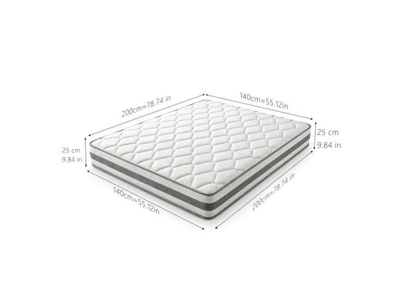  Matelas 140 × 200 cm à ressorts ensachés et mousse confort, 25 cm, blanc  - Conforama D