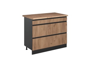 Vicco meuble cuisine, chêne doréanthracite, 100cm plan de travail chêne doré